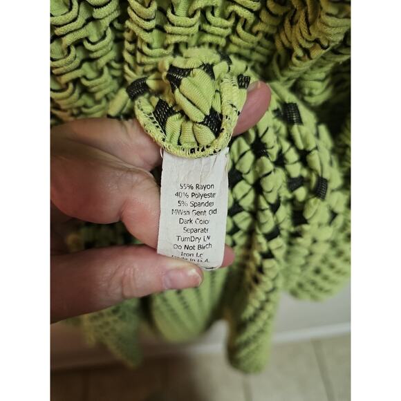 CMC Color Me Cotton Woven Scrunch Green Mini Tunic Dress SZ L - Picture 3 of 6